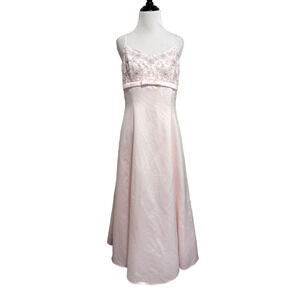 VTG Jessica McClintock Gunne Sax Millenium Babydoll Prom Dress 9 Pink Beaded Bow